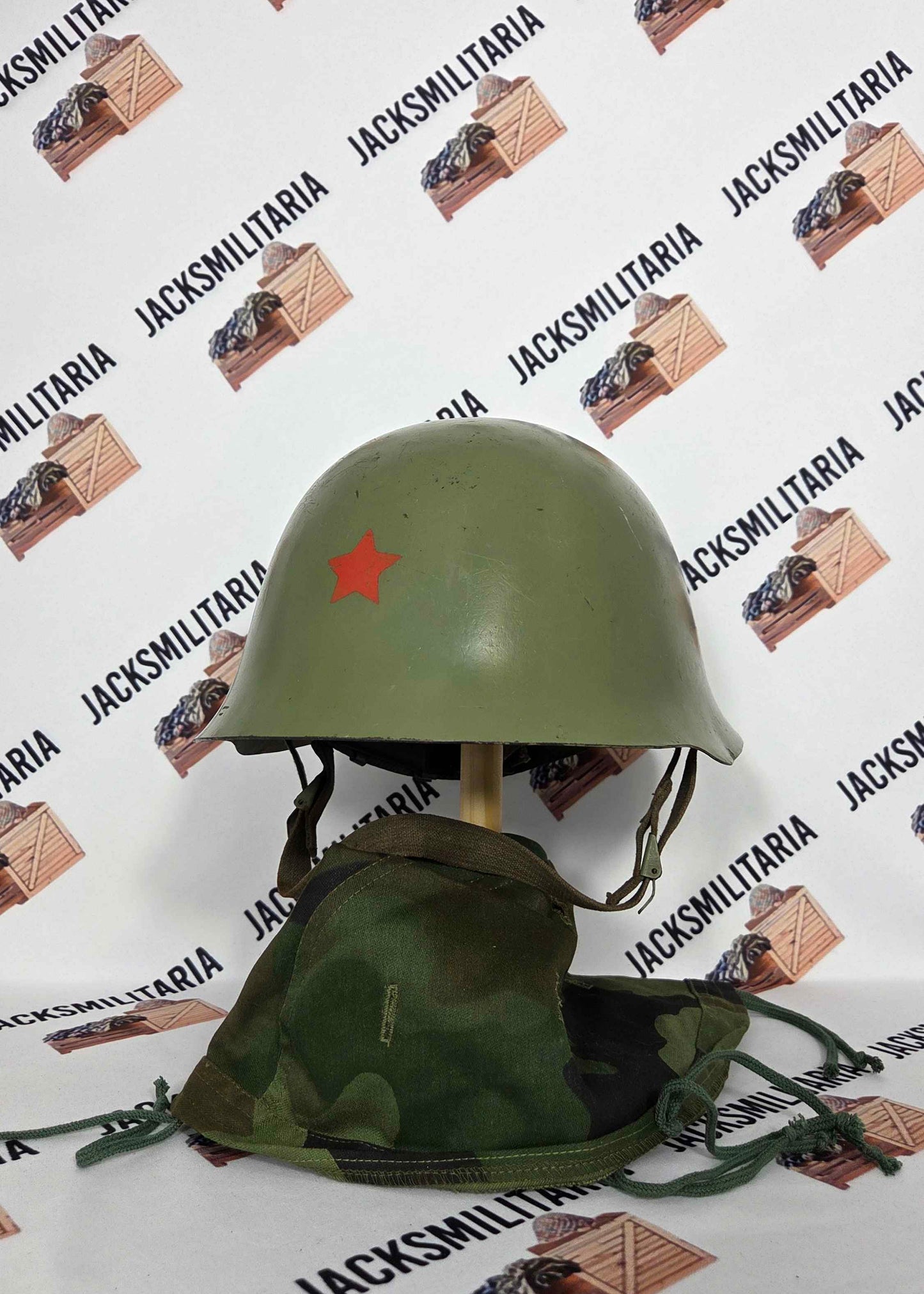 Yugoslavian Serbian M59/85 Helmet w/ Oak Leaf helmet cover