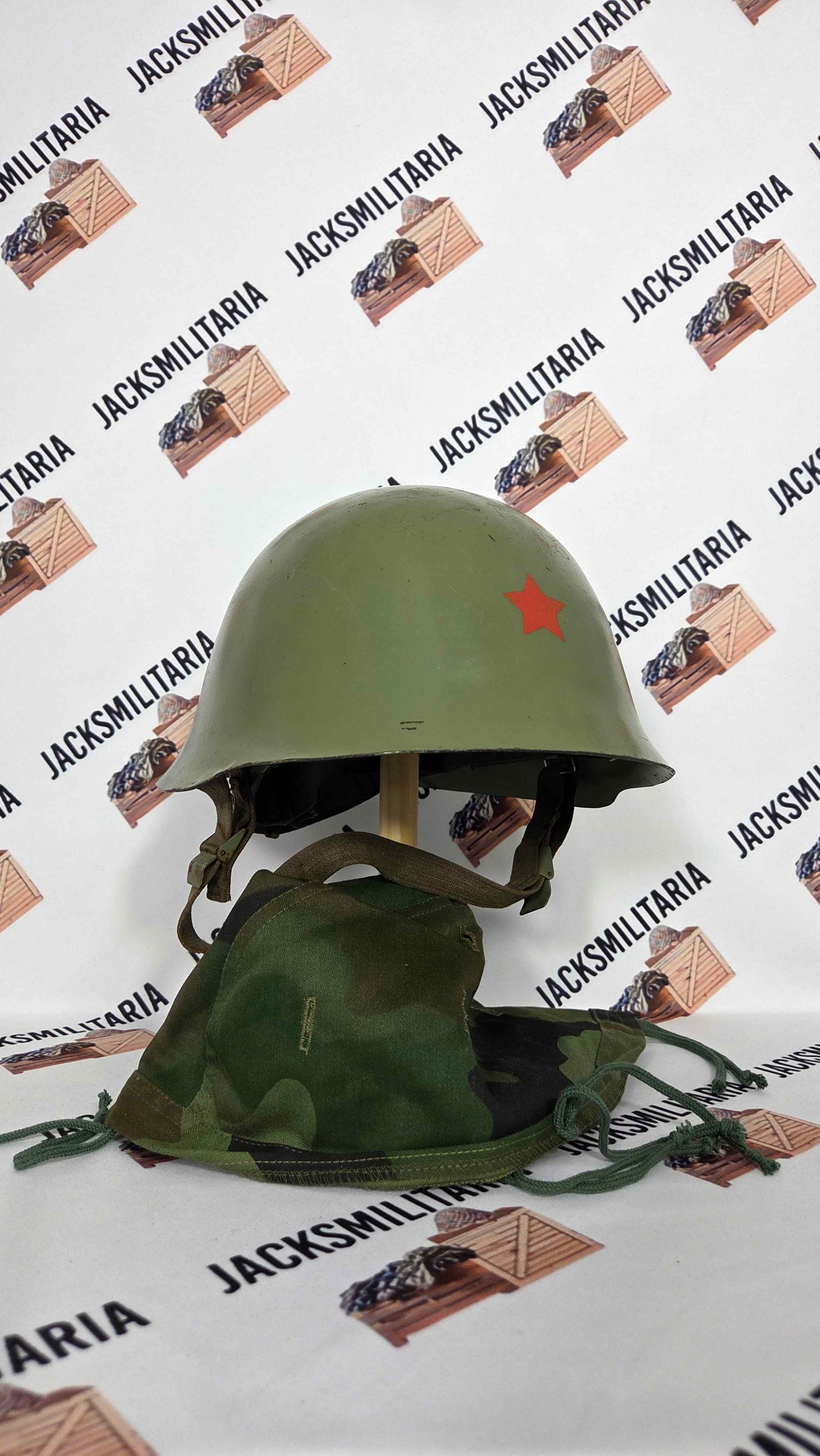 Yugoslavian Serbian M59/85 Helmet w/ Oak Leaf helmet cover