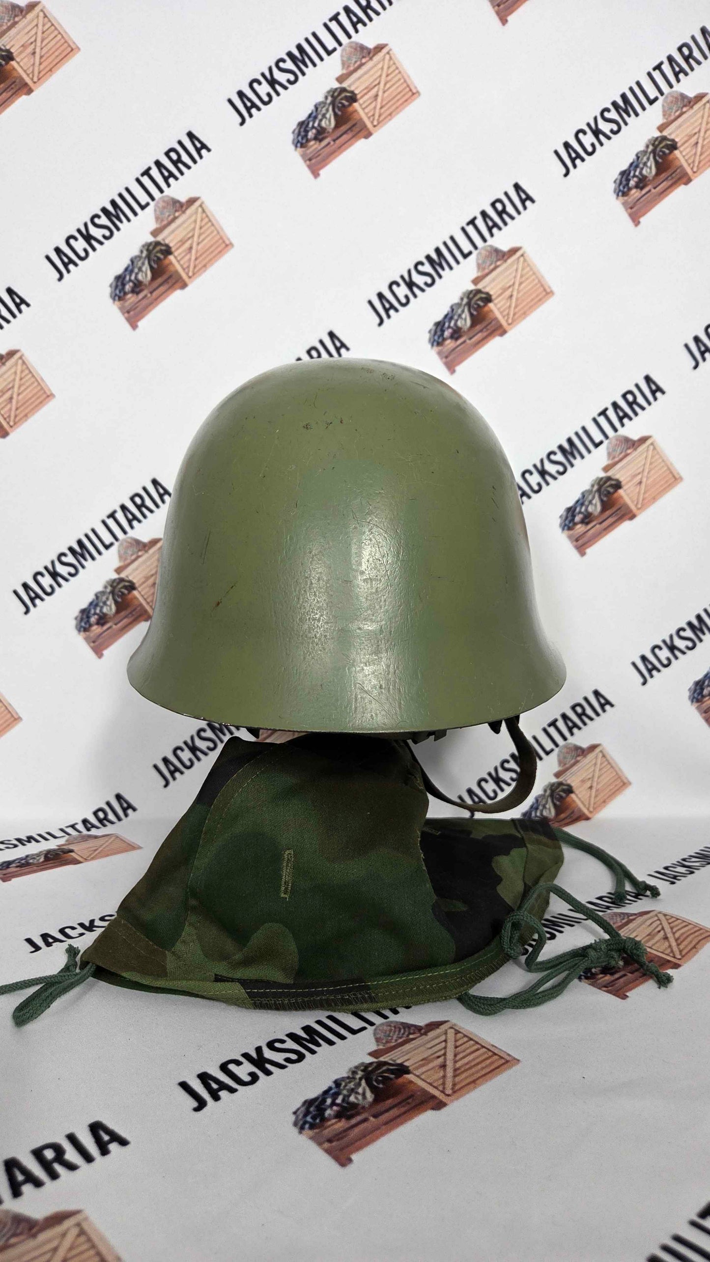 Yugoslavian Serbian M59/85 Helmet w/ Oak Leaf helmet cover