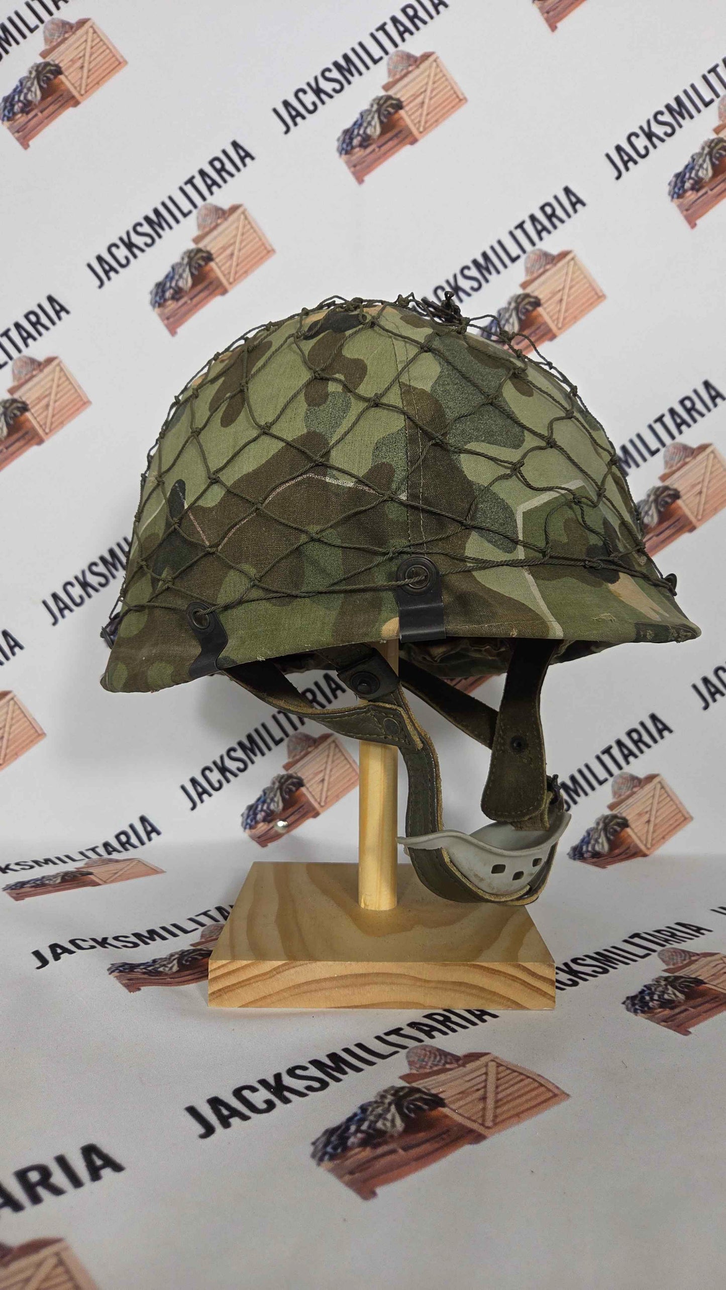 West German Bundeswehr M71 Airborne Helmet w/ Amoeba Cover