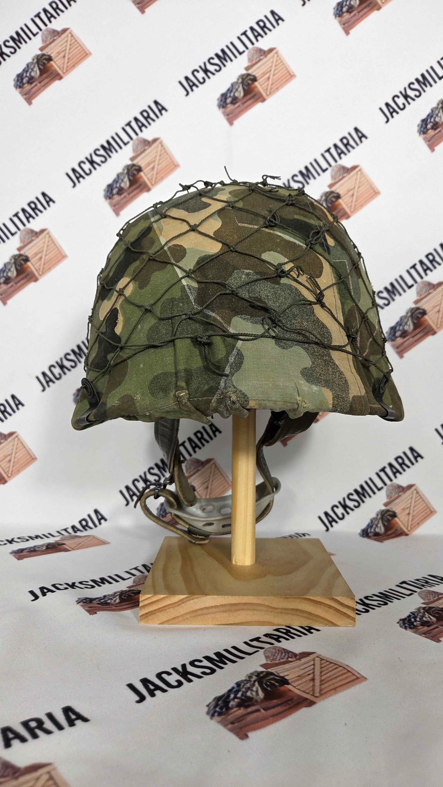 West German Bundeswehr M71 Airborne Helmet w/ Amoeba Cover