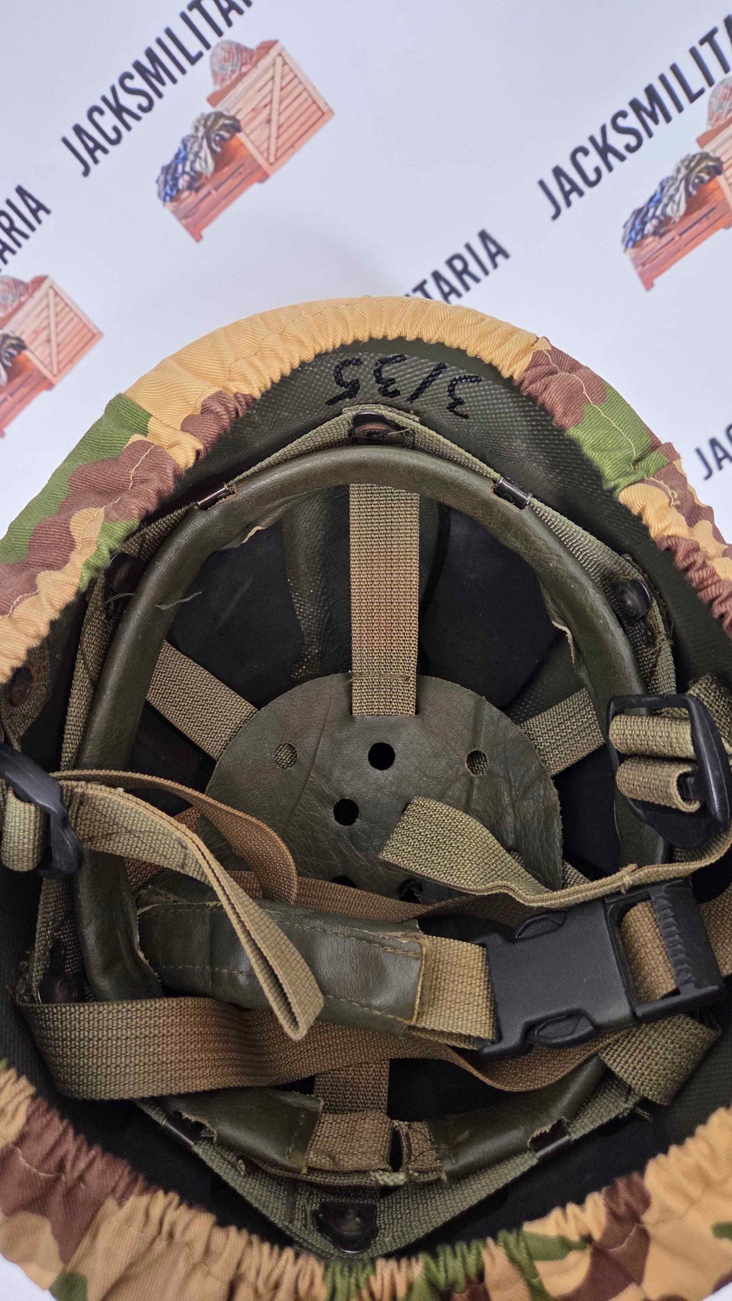 Italian SEPT2 SISTEMA COMPOSITI Helmet w/ Somalian Mimetico Deserto Cover