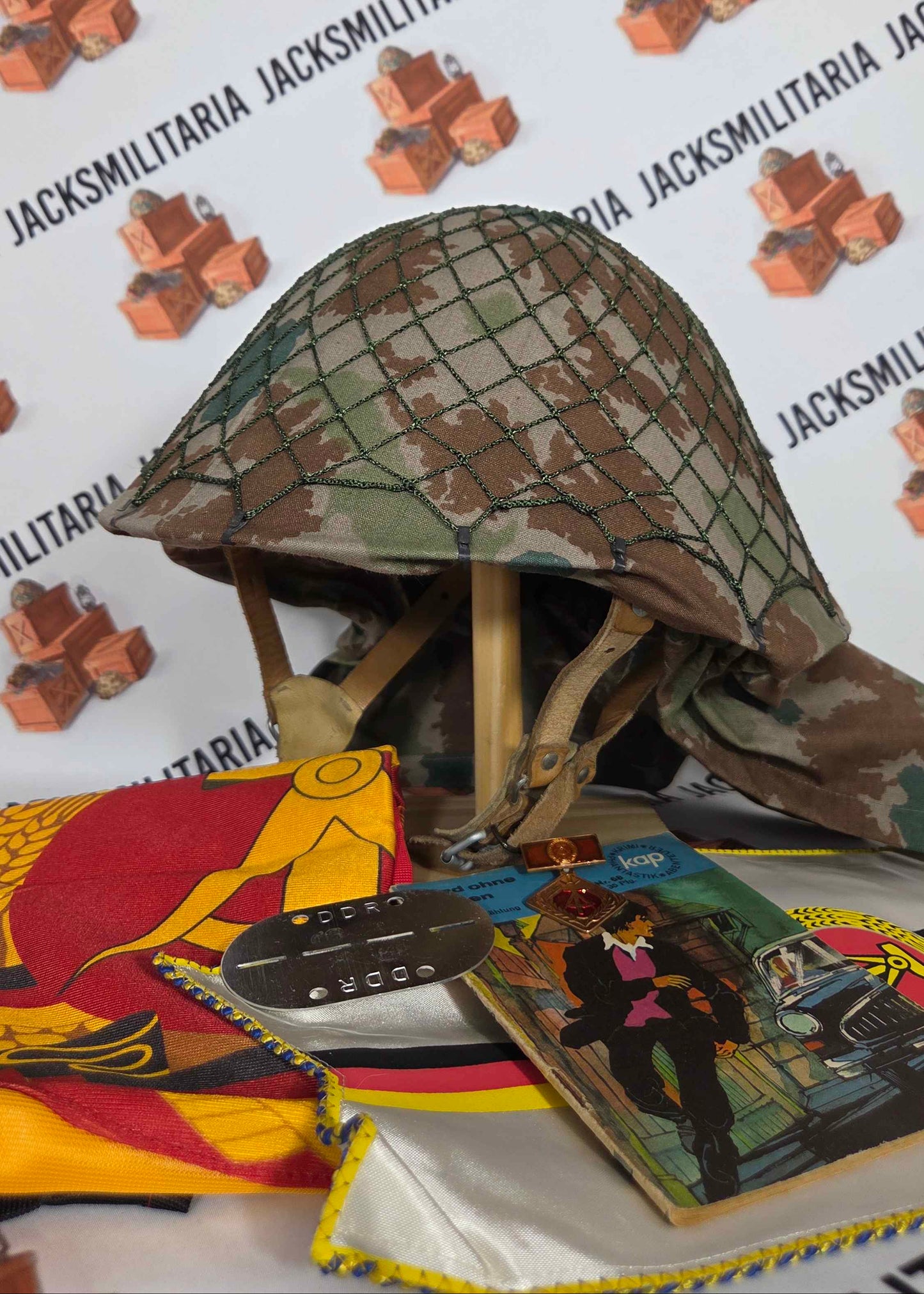 East German DDR Early M56 Helmet w/ Blumentarn Cover BUNDLE & LOT!