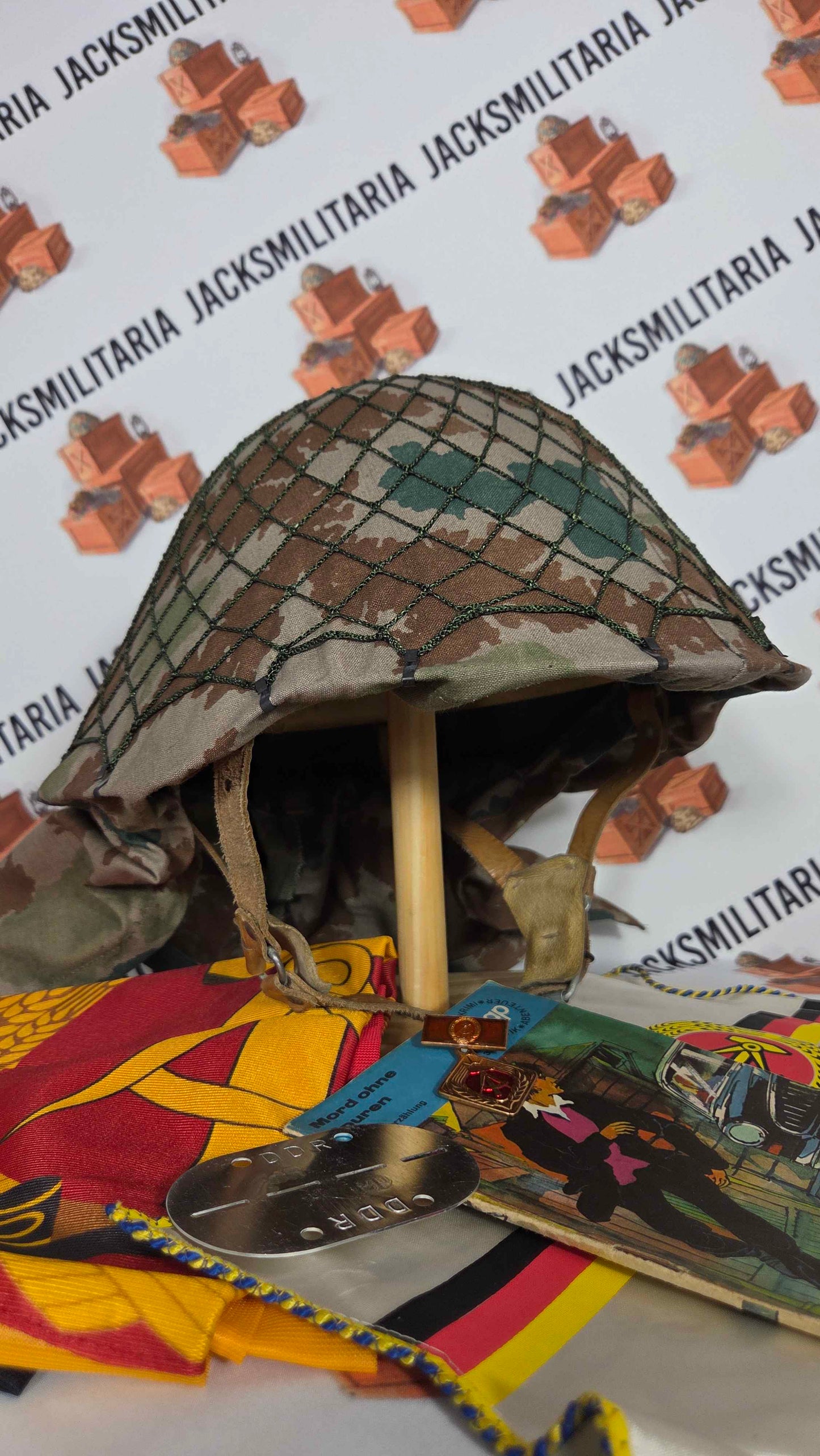 East German DDR Early M56 Helmet w/ Blumentarn Cover BUNDLE & LOT!