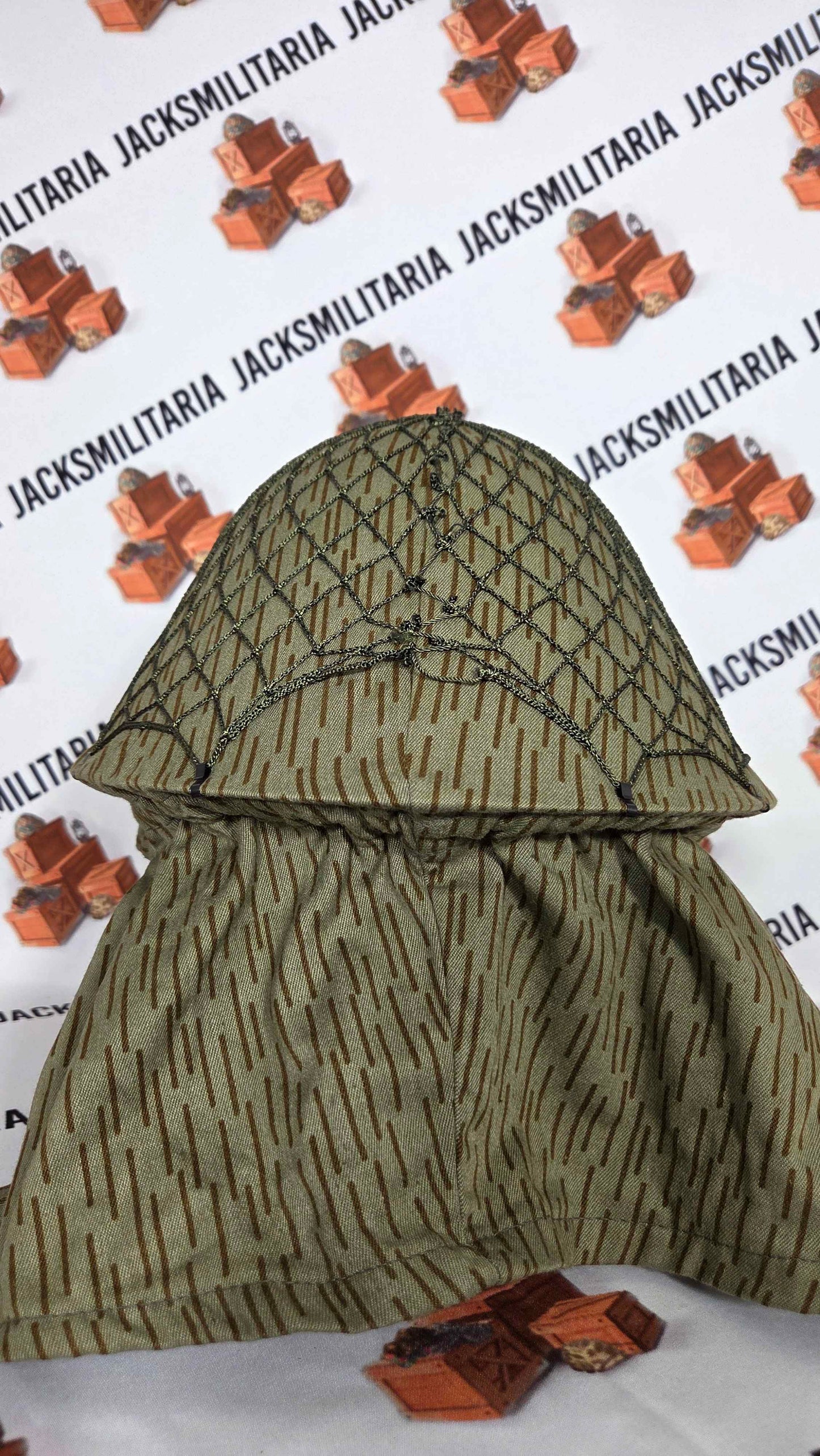 East German M56/76 Helmet w/ Strichtarn Cover & Net