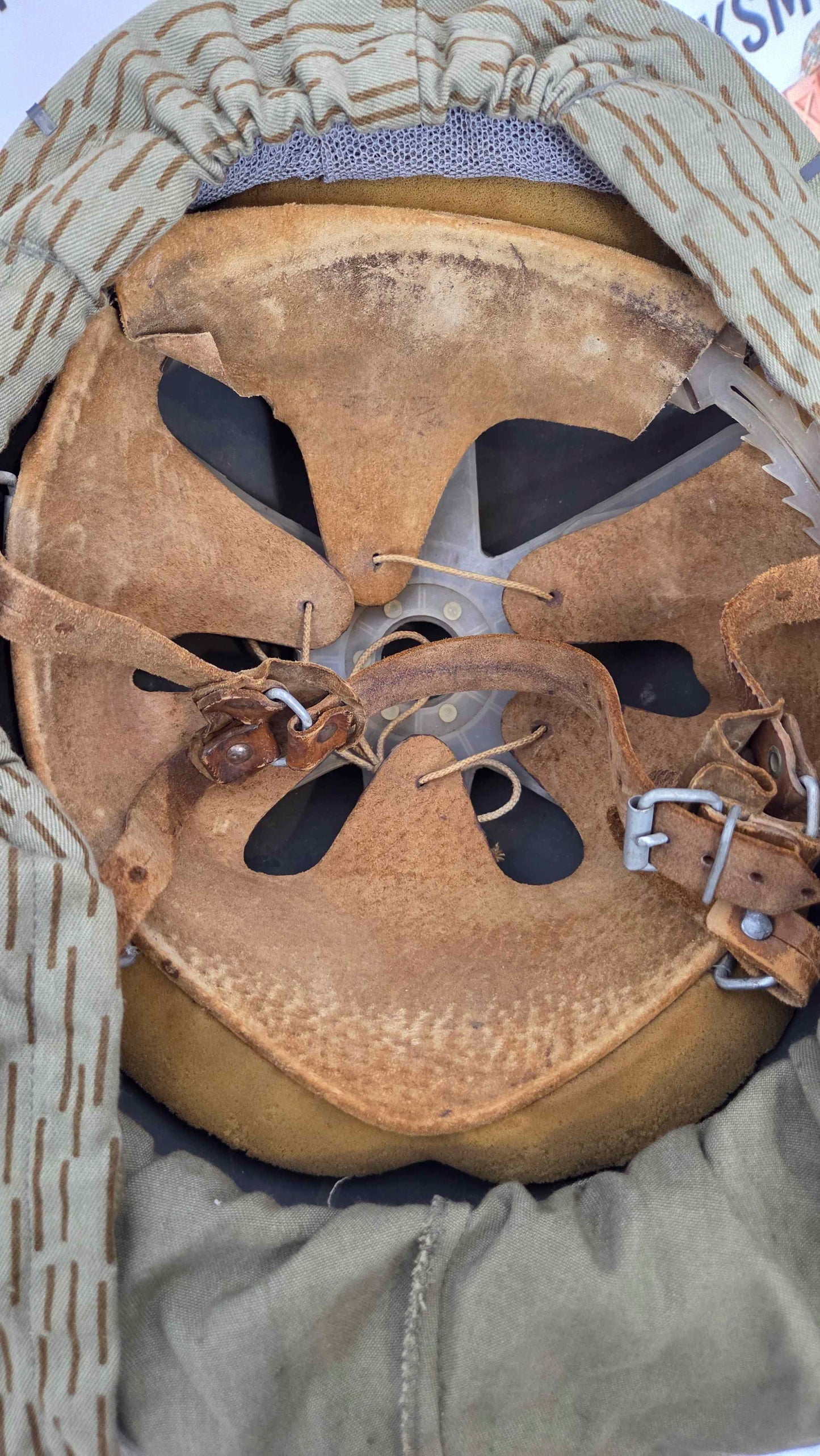 East German M56/76 Helmet w/ Strichtarn Cover & Net