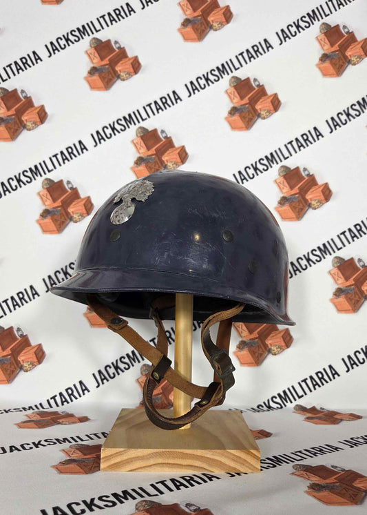 French Paramilitary Riot Helmet w/ "Flaming Bomb Badge"