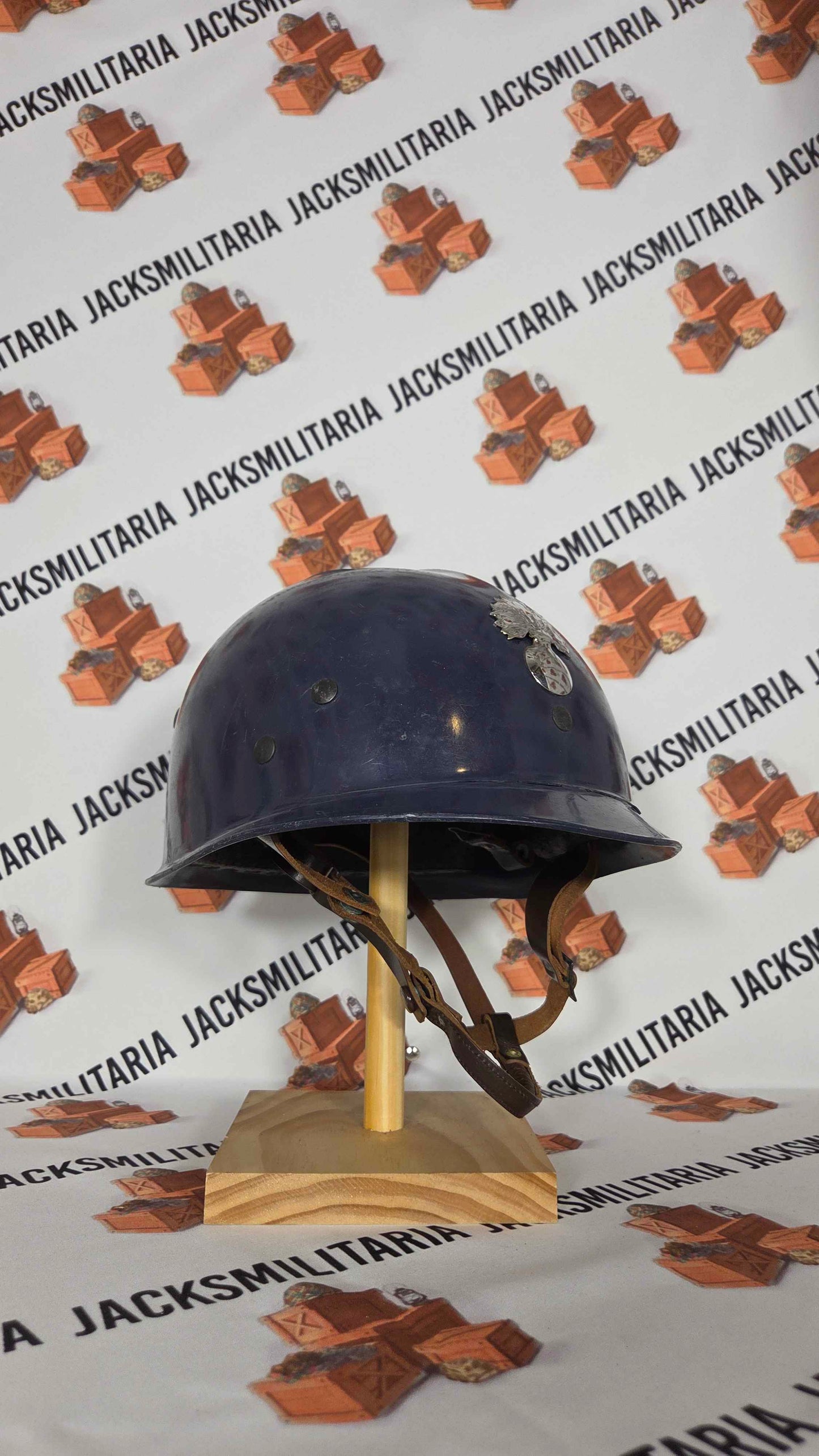 French Paramilitary Riot Helmet w/ "Flaming Bomb Badge"