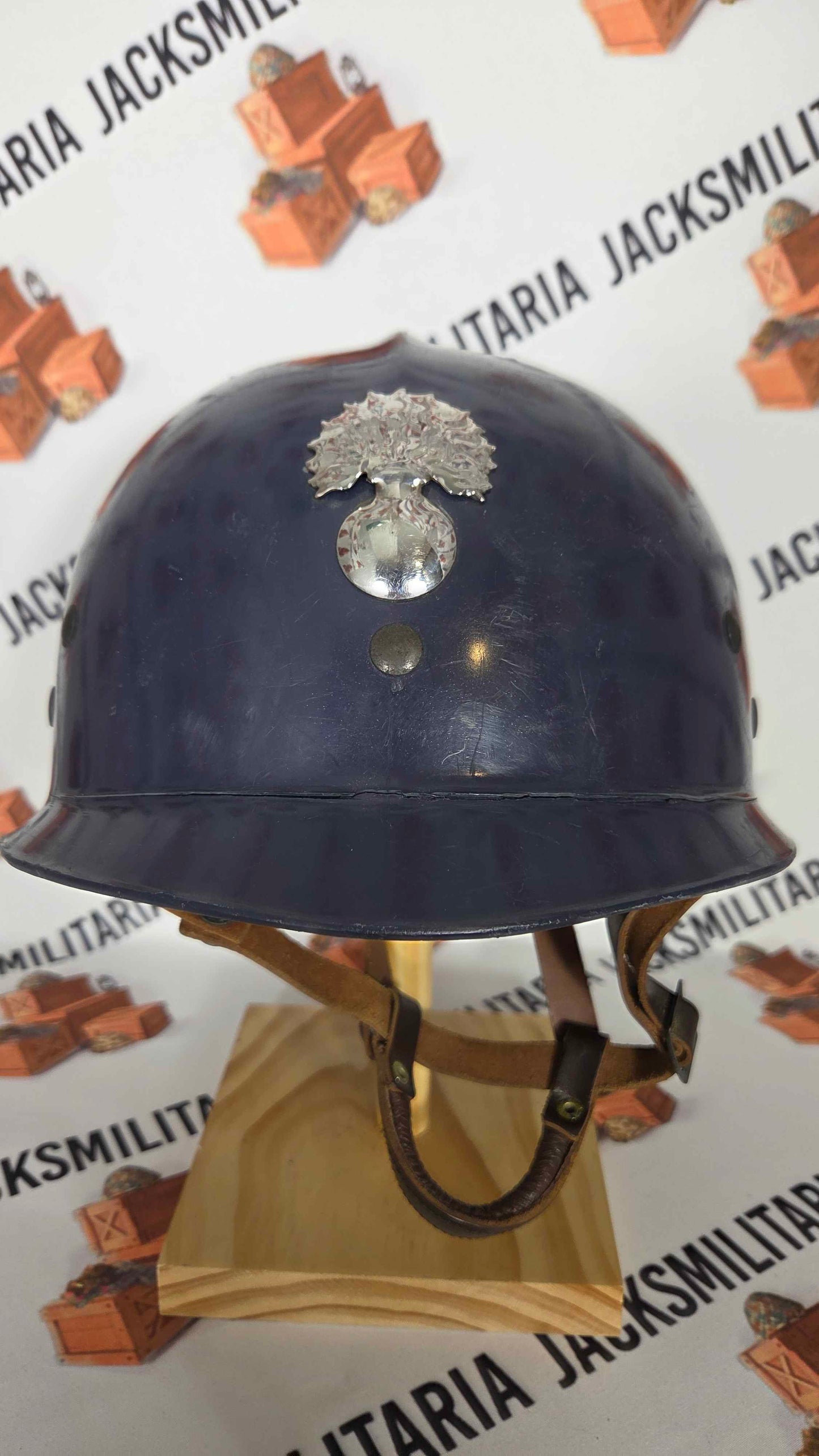 French Paramilitary Riot Helmet w/ "Flaming Bomb Badge"