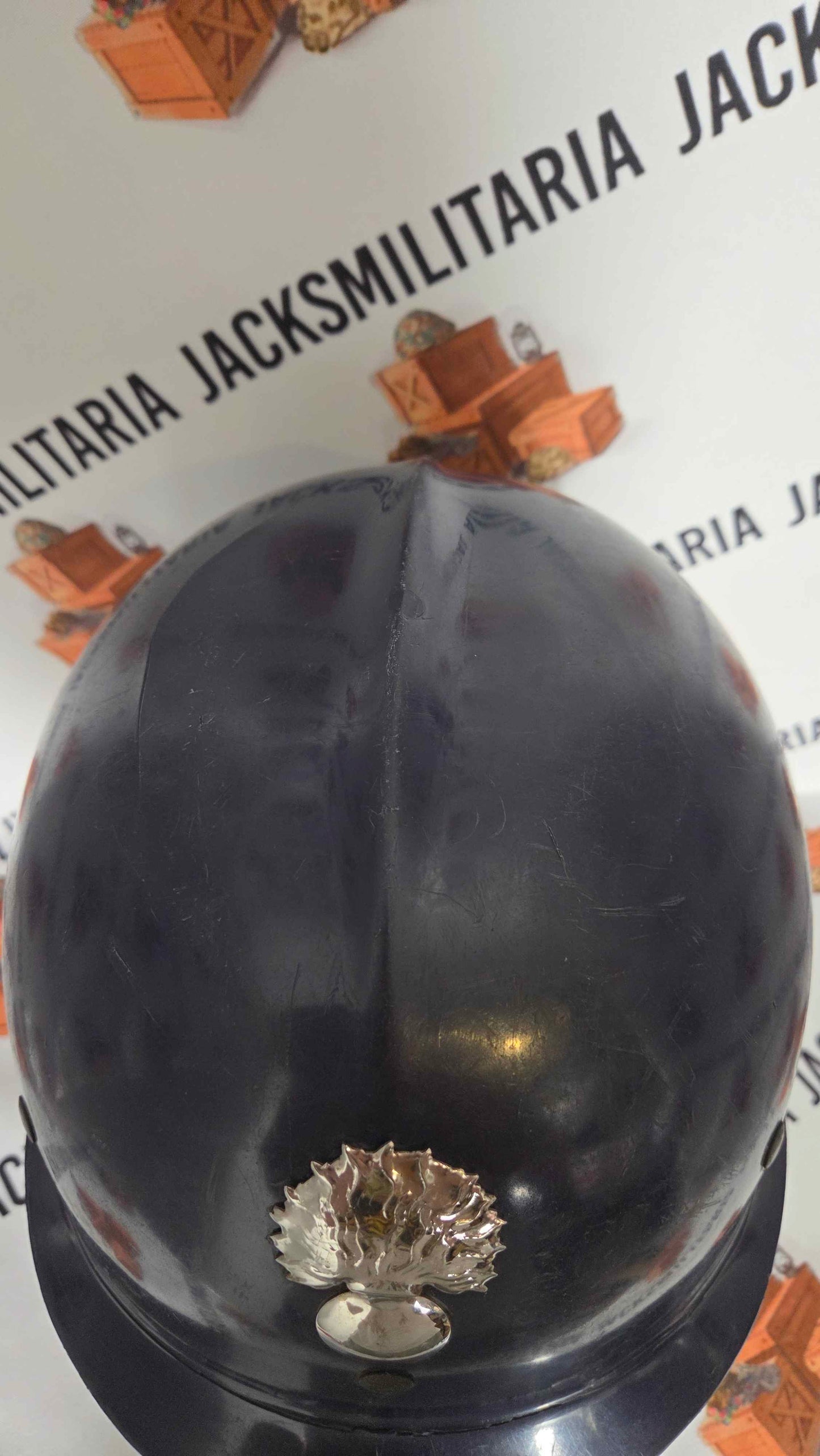 French Paramilitary Riot Helmet w/ "Flaming Bomb Badge"